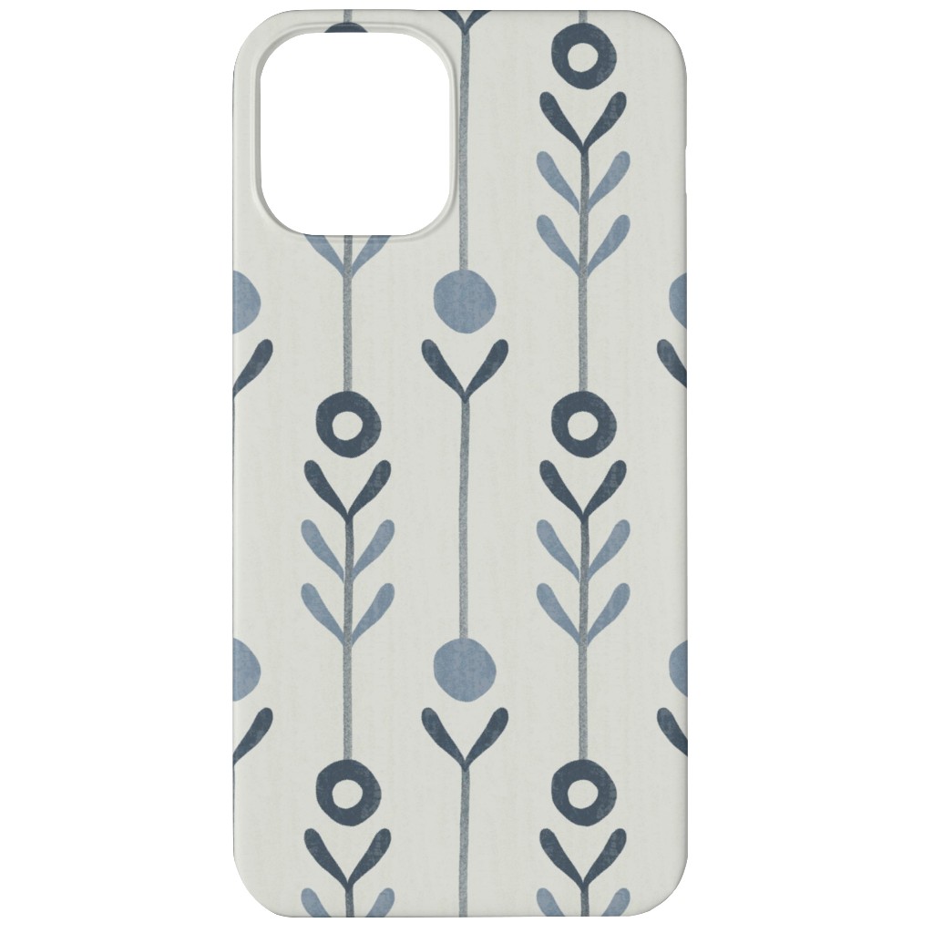 Farmhouse Flowers - Line Art Phone Case, Slim Case, Matte, iPhone 11, Blue, True Blue