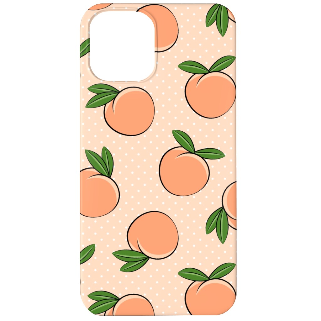 Peachy Polka Dots - Peach Phone Case, Slim Case, Matte, iPhone 11, Orange