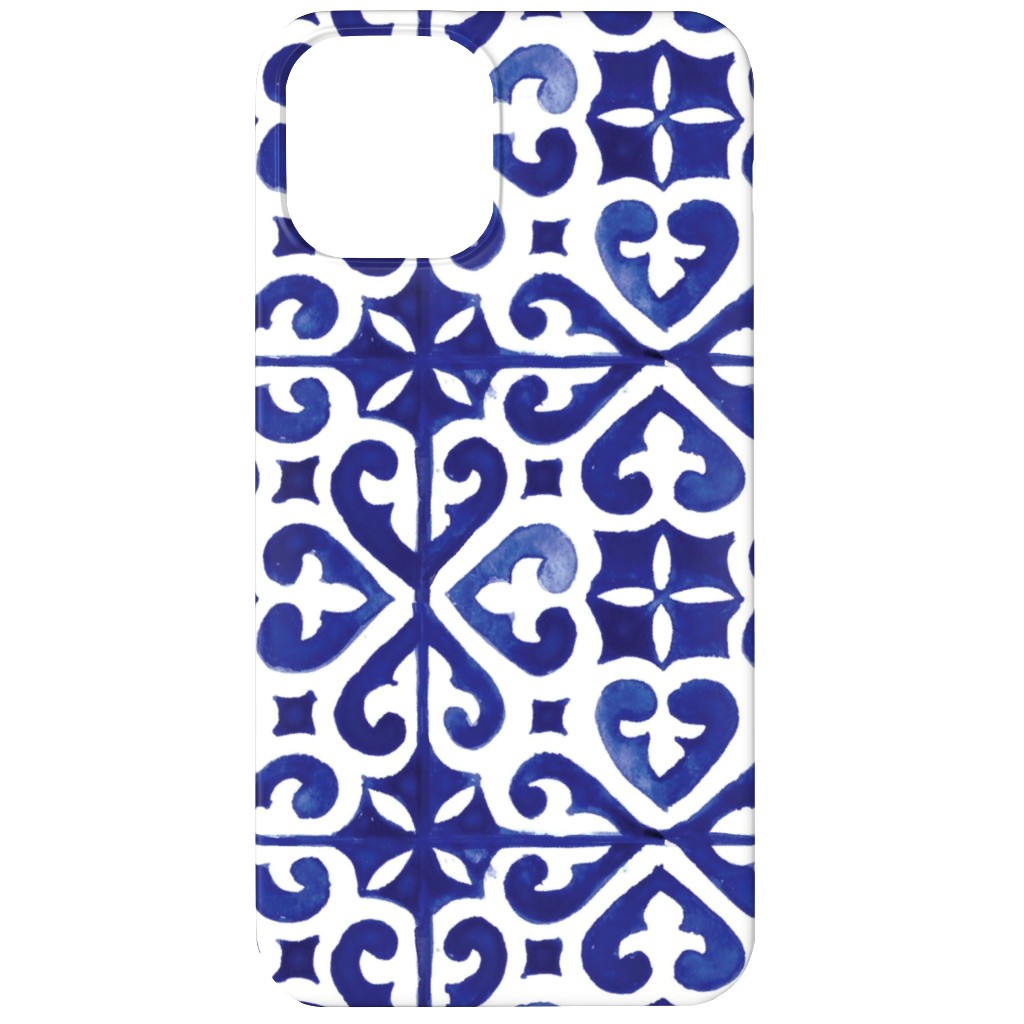 Lisbon Tiles Watercolor - Blue Phone Case, Slim Case, Matte, iPhone 11, Blue, True Blue