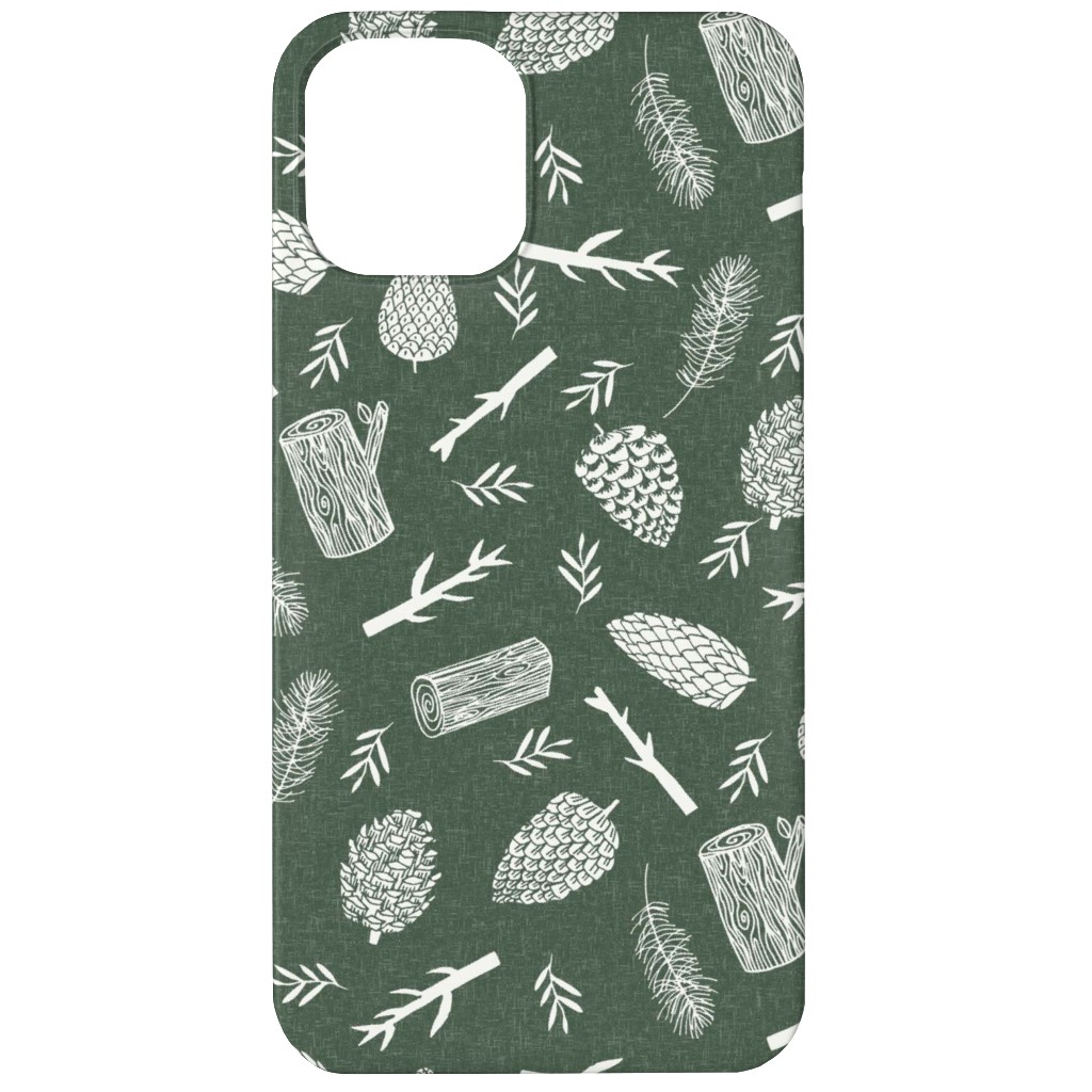 Pinecones - Hunter Green Phone Case, Slim Case, Matte, iPhone 11, Green