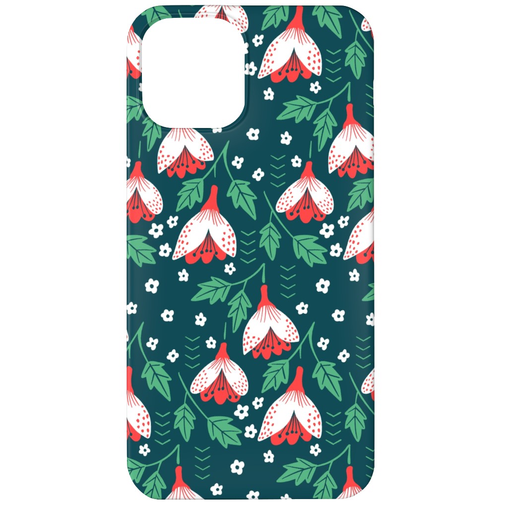 Christmas Flowers Phone Case, Slim Case, Matte, iPhone 11, Green