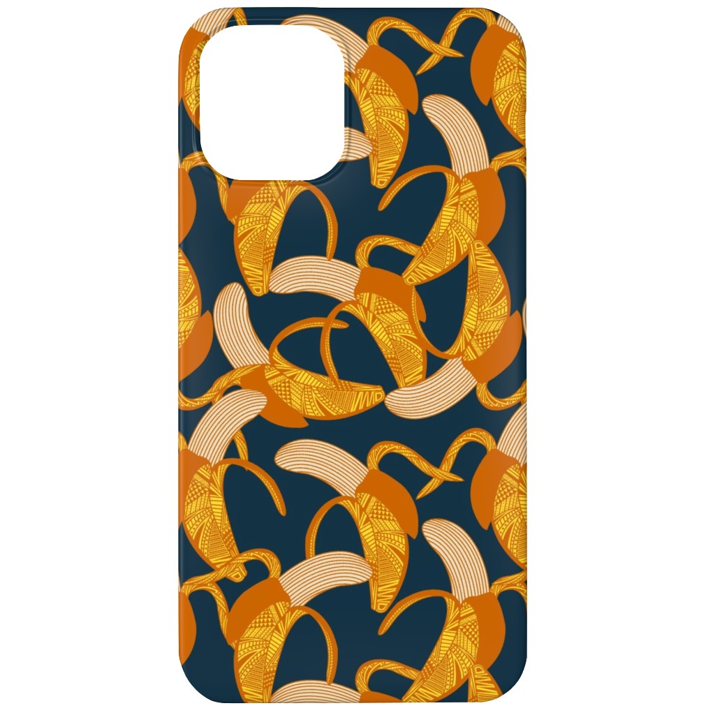 Peeled Banana - Yellow on Navy Phone Case, Slim Case, Matte, iPhone 11, Yellow, Classic Yellow