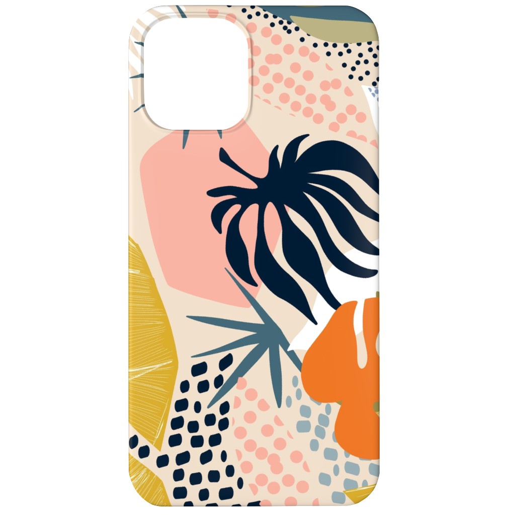 Tropical Foliage - Natural Retro - Multi Phone Case, Silicone Liner Case, Matte, iPhone 12 Mini, Multicolor