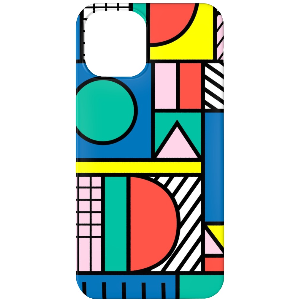 Memphis Color Block Phone Case, Silicone Liner Case, Matte, iPhone 12 Mini, Multicolor