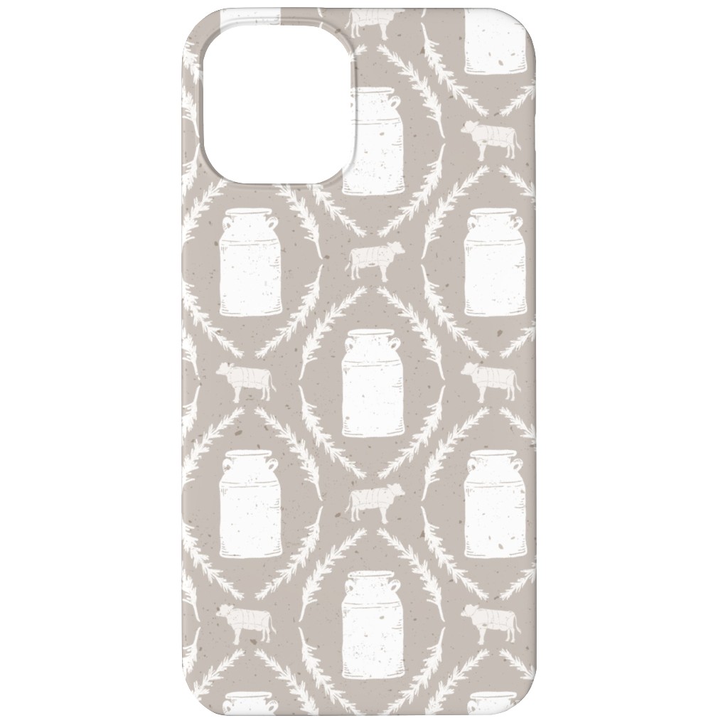 Cow and Farm Fresh Milk Jug Stripe - Brown Phone Case, Silicone Liner Case, Matte, iPhone 12 Mini, Beige, Pearl