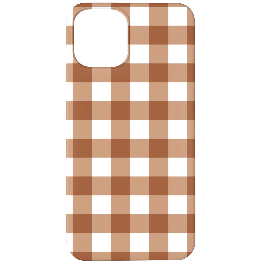 Gingham Plaid Check Phone Case, Silicone Liner Case, Matte, iPhone 12 Mini, Brown