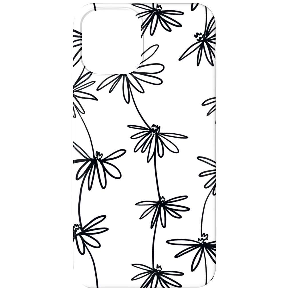 Daisy Chain - Black and White Phone Case, Silicone Liner Case, Matte, iPhone 12 Mini, White, White