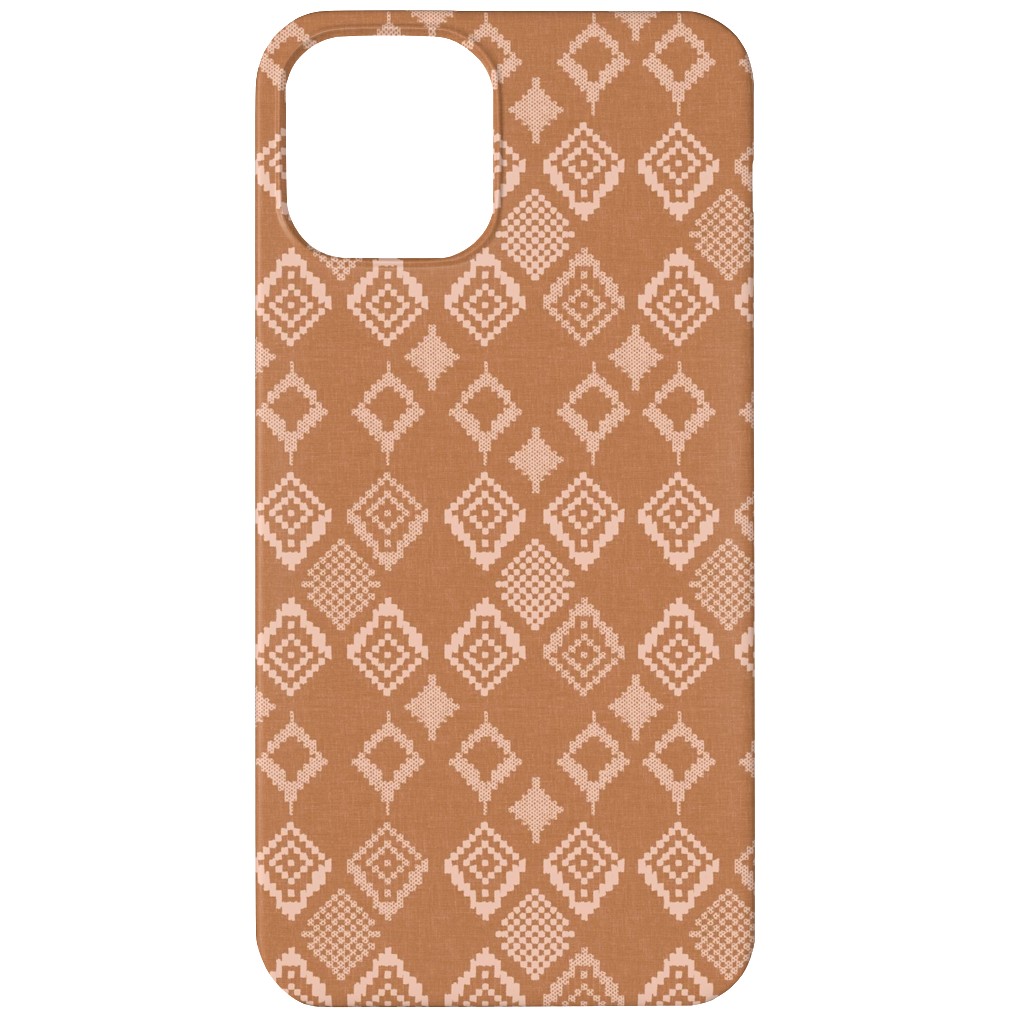 Boho Fair Isle - Rust Phone Case, Slim Case, Matte, iPhone 12 Mini, Orange