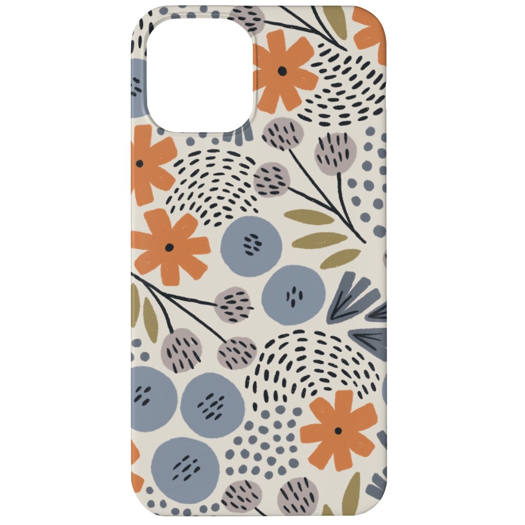 Phyllis Floral - Orange and Blue Phone Case, Slim Case, Matte, iPhone 12 Mini, Multicolor