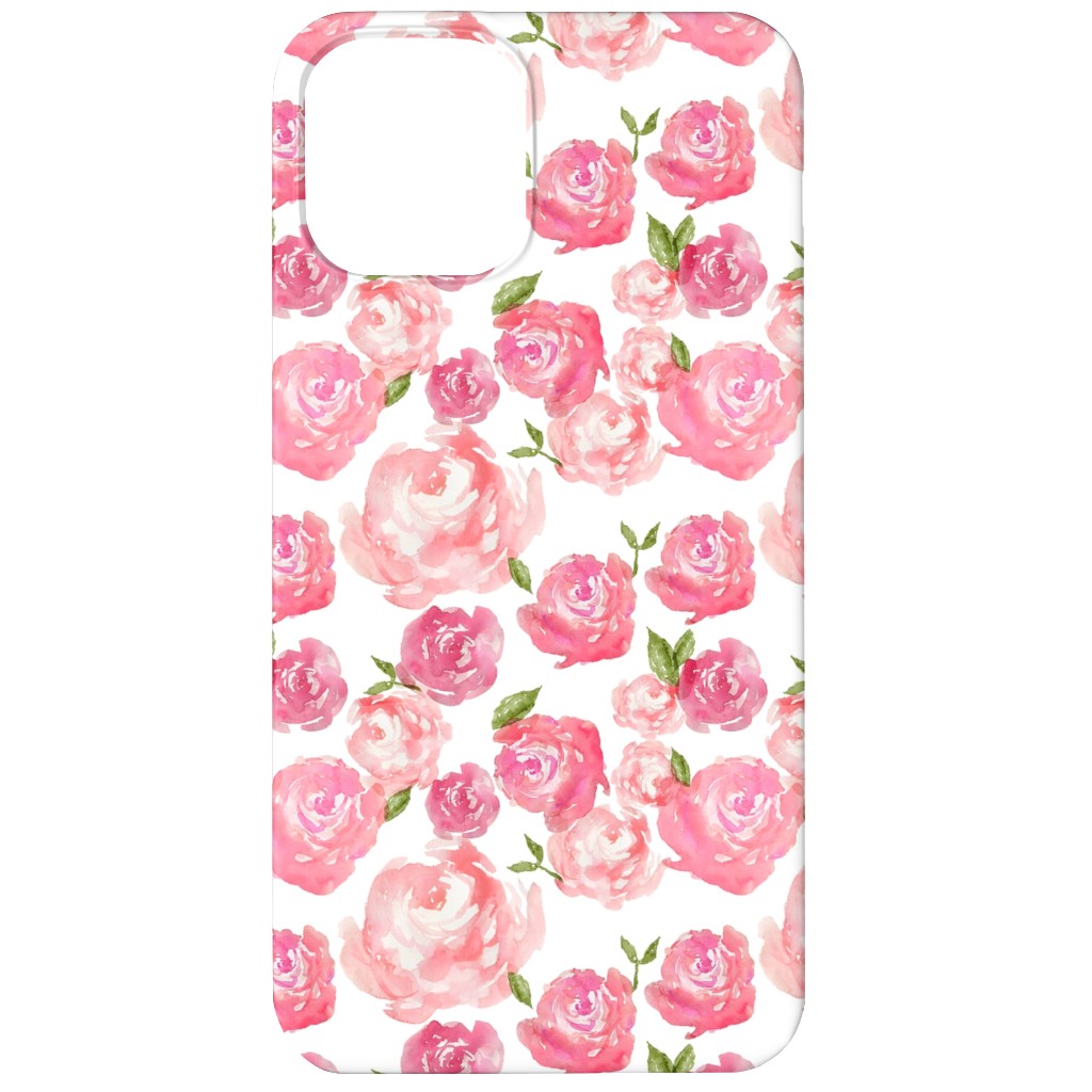 Watercolor Floral - Pink Phone Case, Slim Case, Matte, iPhone 12 Mini, Pink, Bright Pink