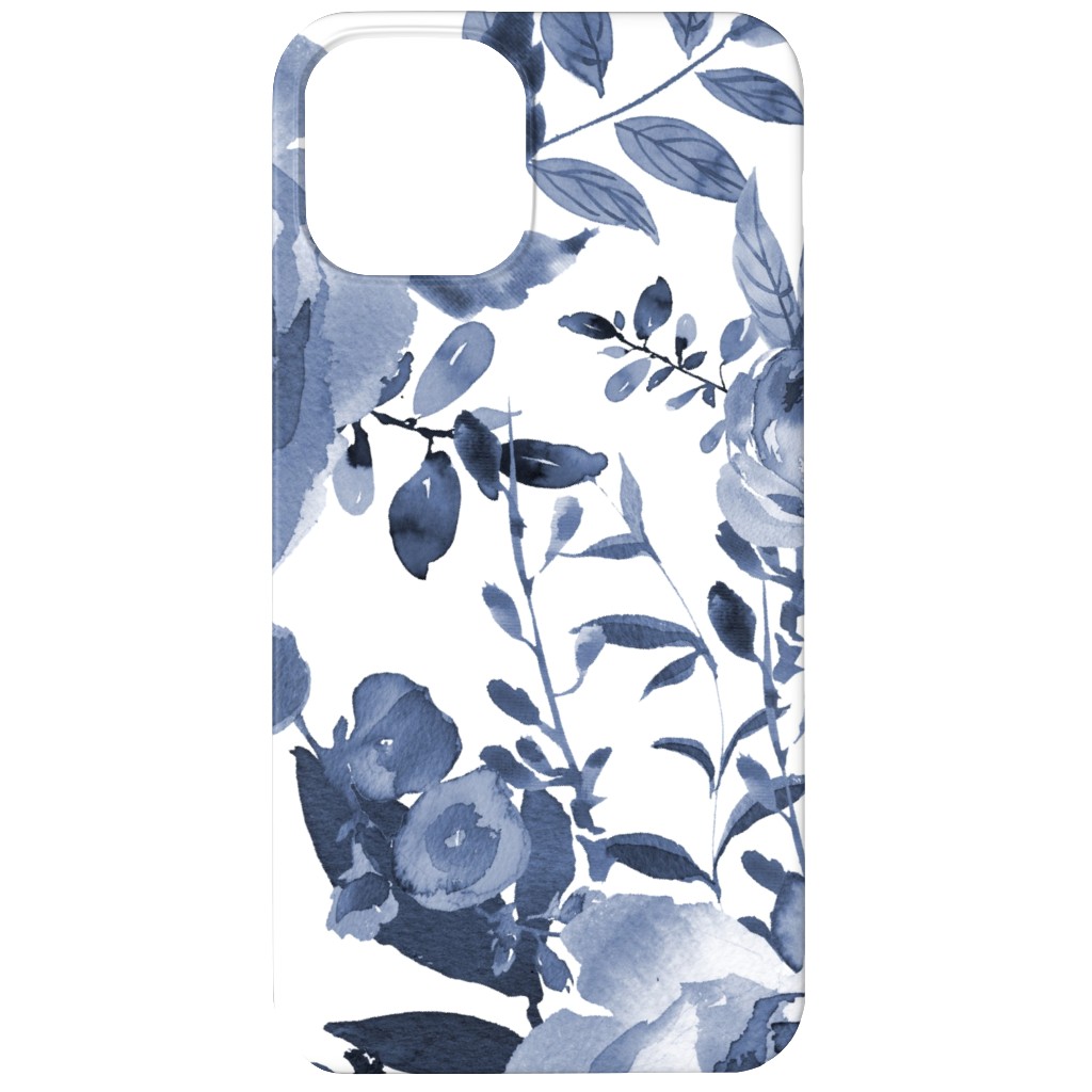 Blue and White Florals - Indigo Phone Case, Slim Case, Matte, iPhone 12 Mini, Blue, True Blue