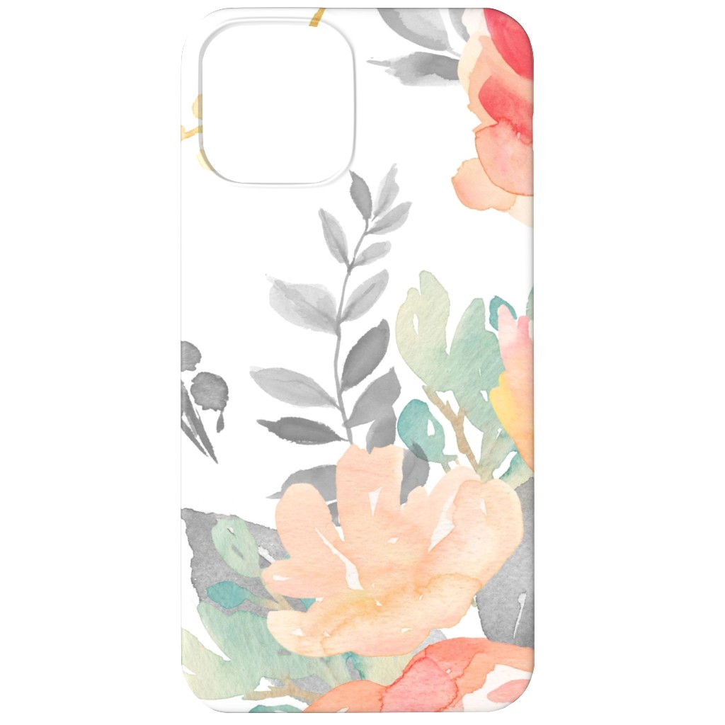 Watercolor Florals Phone Case, Slim Case, Matte, iPhone 12 Mini, Orange, White