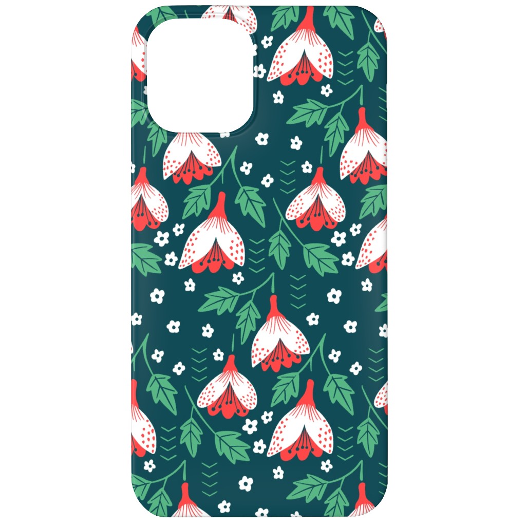 Christmas Flowers Phone Case, Slim Case, Matte, iPhone 12 Mini, Green