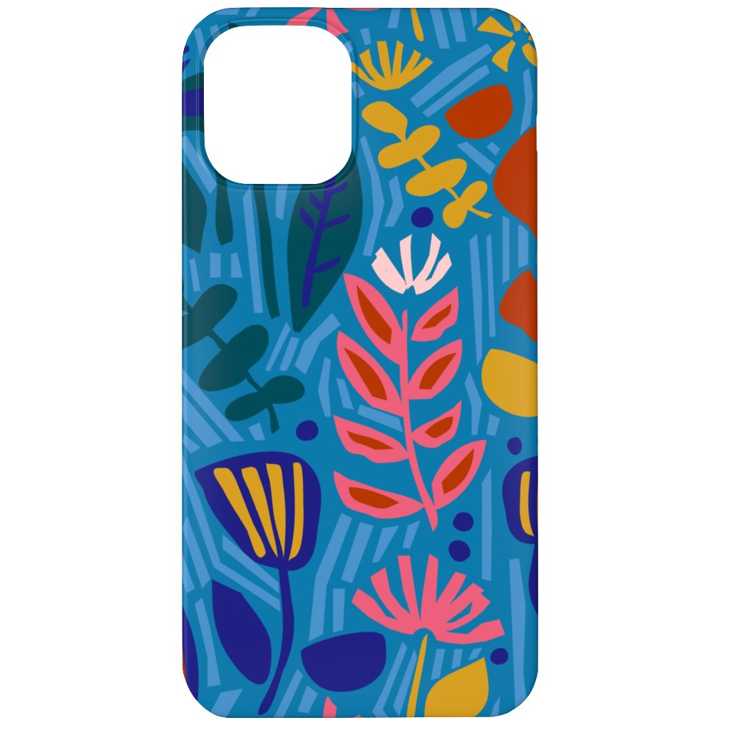Paper Cut Floral Garden Phone Case, Slim Case, Matte, iPhone 12 Mini, Multicolor, Blue Suede
