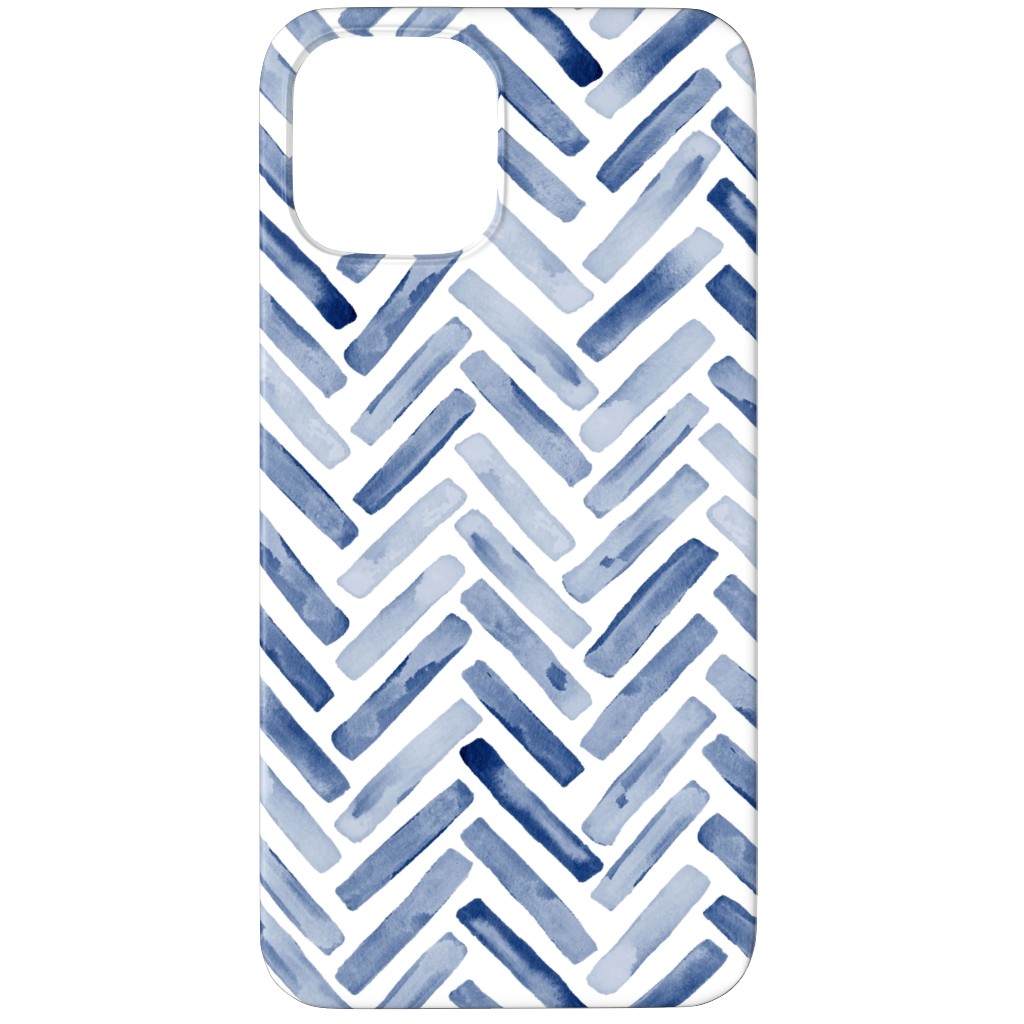 Painted Chevron Herringbone Phone Case, Silicone Liner Case, Matte, iPhone 12 Pro Max, Blue
