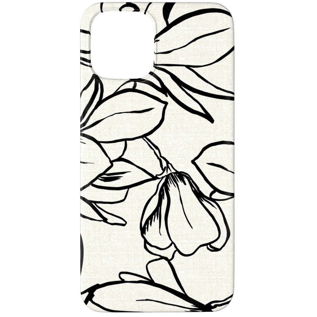 Magnolia Garden - Textured - White & Black Phone Case, Silicone Liner Case, Matte, iPhone 12 Pro Max, Beige, Pearl