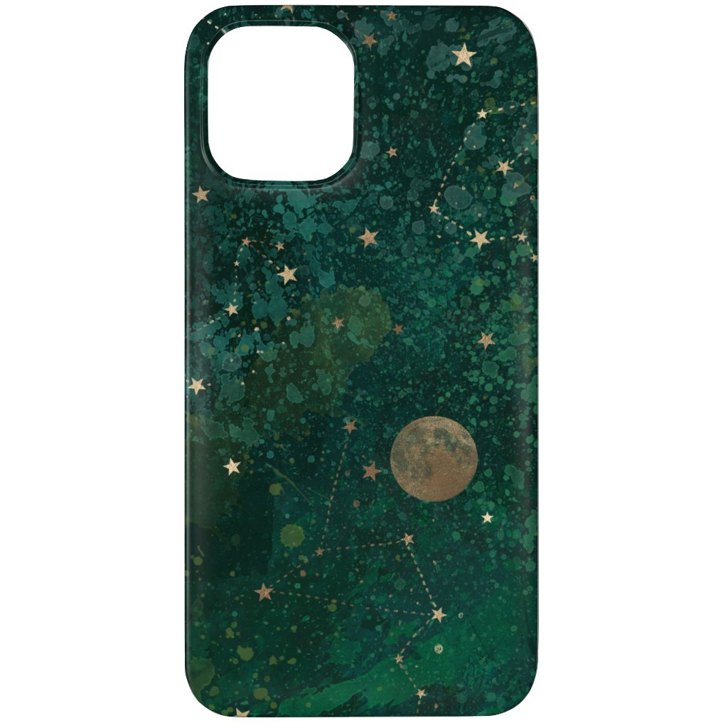 Moon and Stars - Green Phone Case, Silicone Liner Case, Matte, iPhone 12 Pro Max, Green