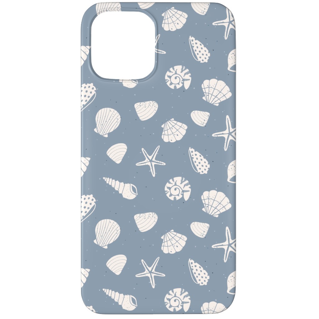 Seashells Summer Beach - Dusty Blue Phone Case, Silicone Liner Case, Matte, iPhone 12 Pro Max, Blue