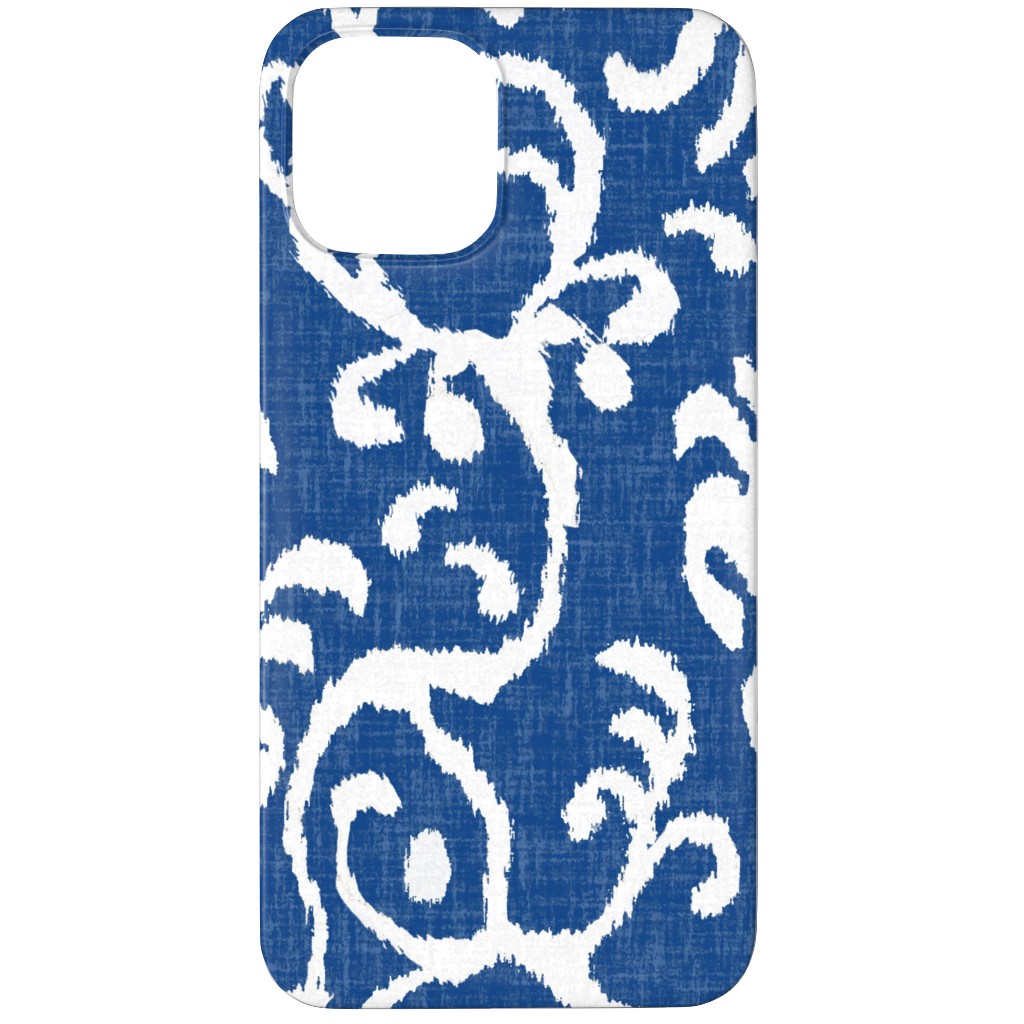 Lucette Ikat - Navy Phone Case, Silicone Liner Case, Matte, iPhone 12 Pro Max, Blue, True Blue