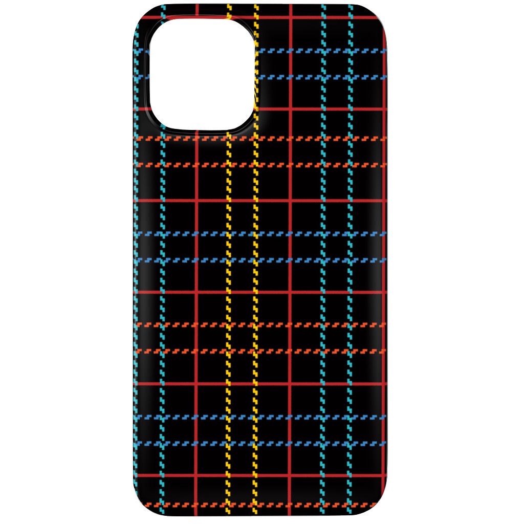 Grid Plaid - Dark Multi Phone Case, Silicone Liner Case, Matte, iPhone 12 Pro Max, Black, Black