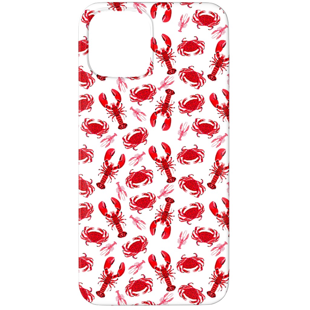 Crabs and Lobsters - Red Crustaceans on White Phone Case, Silicone Liner Case, Matte, iPhone 12 Pro Max, Red, Red