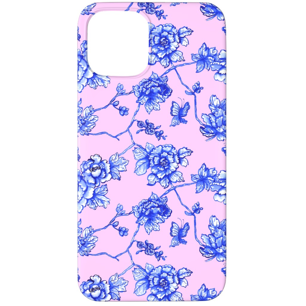 Chinoiserie Floral - Blush Phone Case, Silicone Liner Case, Matte, iPhone 12 Pro Max, Pink, Bright Pink
