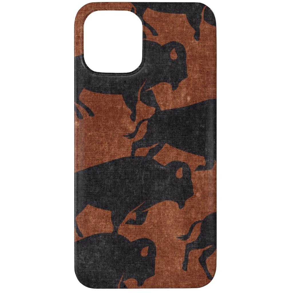 Bison Stampede - Inkwell on Brandywine Phone Case, Silicone Liner Case, Matte, iPhone 12 Pro Max, Brown, Brown
