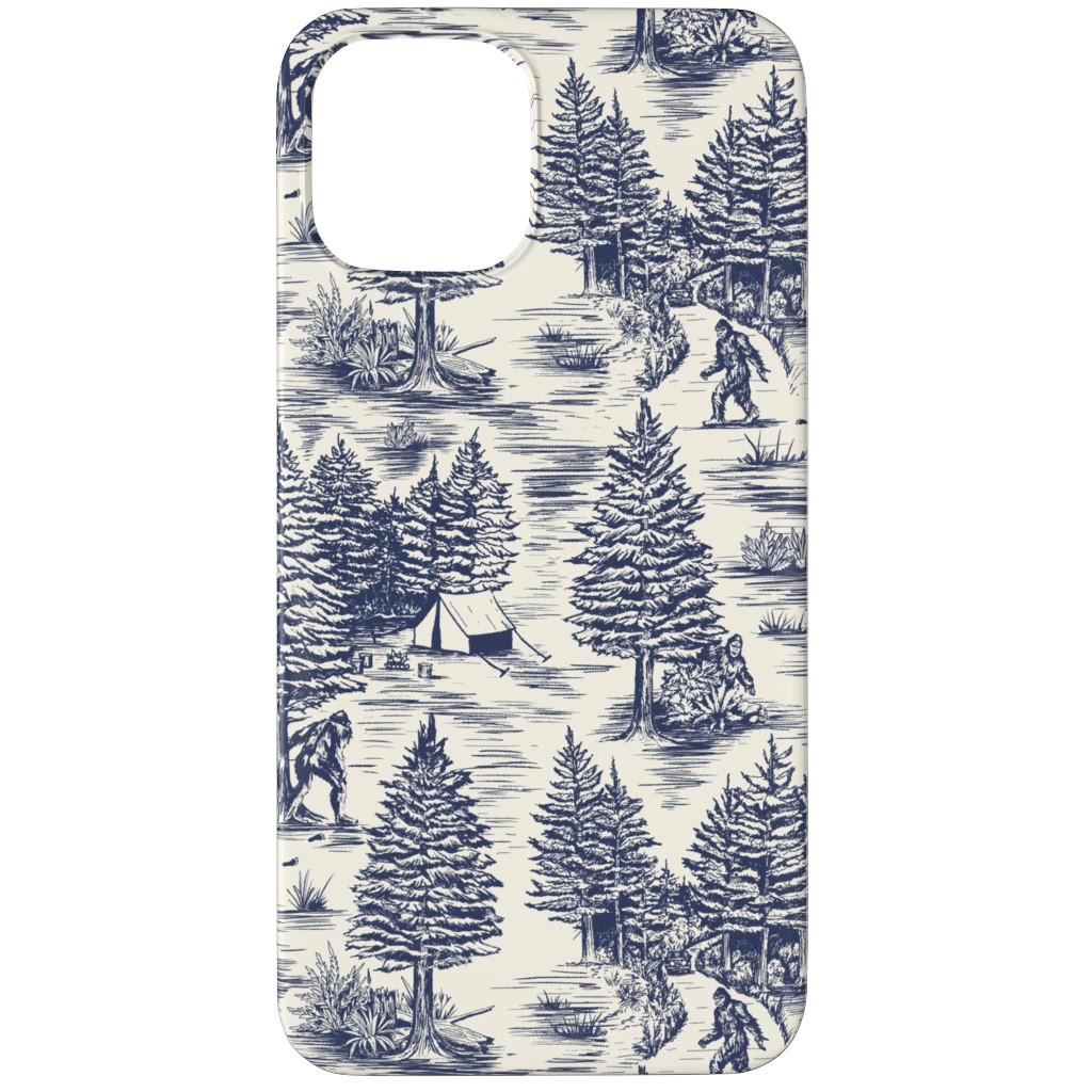 Bigfoot / Sasquatch Toile De Jouy - Blue Phone Case, Slim Case, Matte, iPhone 12 Pro Max, Blue, True Blue