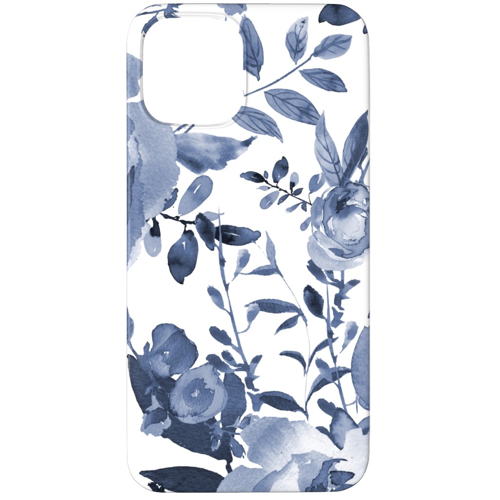 Blue and White Florals - Indigo Phone Case, Slim Case, Matte, iPhone 12 Pro Max, Blue, True Blue