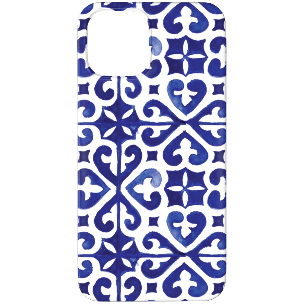Lisbon Tiles Watercolor - Blue Phone Case, Slim Case, Matte, iPhone 12 Pro Max, Blue