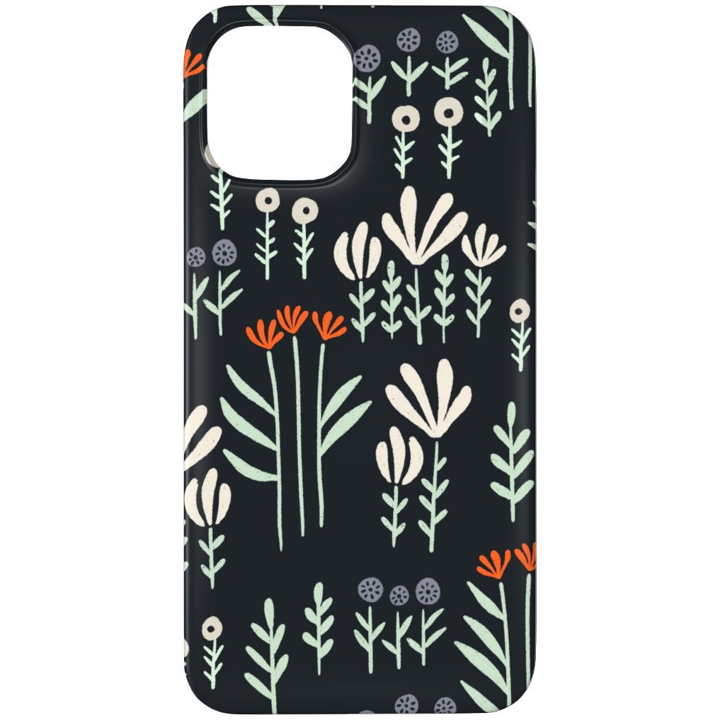 Delicate Floral - Orange and White Phone Case, Silicone Liner Case, Matte, iPhone 12 Pro, Black