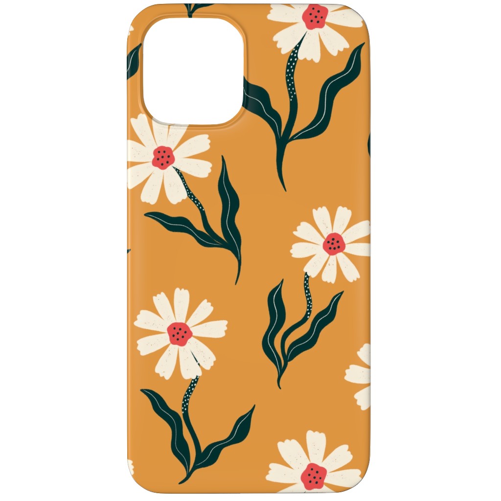 Flower Power - Orange Phone Case, Silicone Liner Case, Matte, iPhone 12 Pro, Yellow