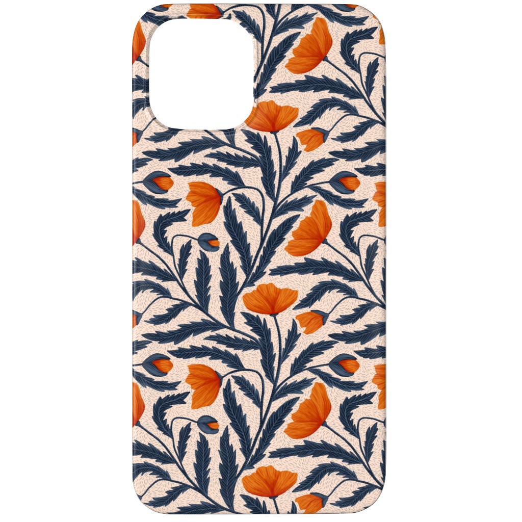 Poppy Flower - Blue and Orange Phone Case, Silicone Liner Case, Matte, iPhone 12 Pro, Blue