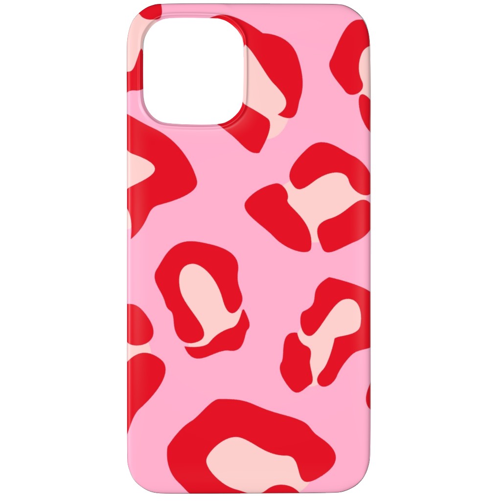 Leopard - Pink and Red Phone Case, Silicone Liner Case, Matte, iPhone 12 Pro, Pink