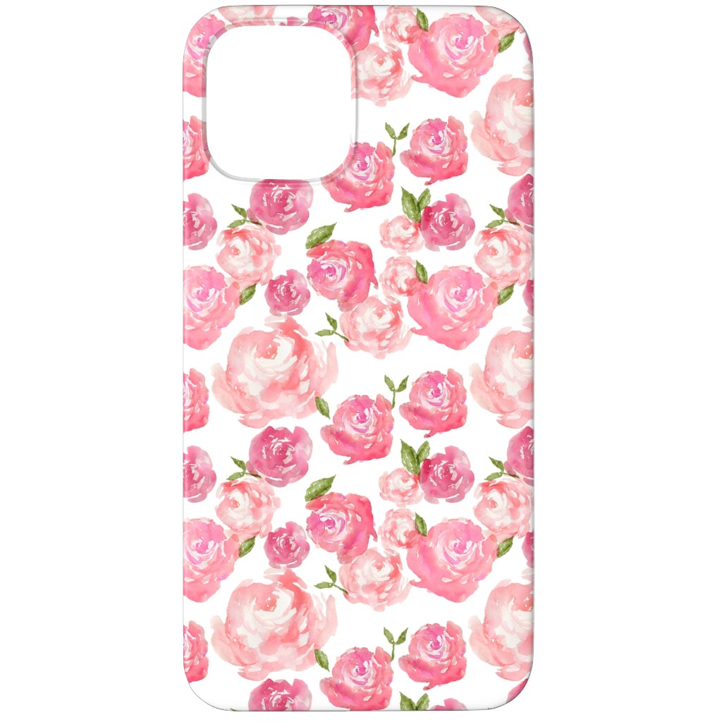 Watercolor Floral - Pink Phone Case, Silicone Liner Case, Matte, iPhone 12 Pro, Pink
