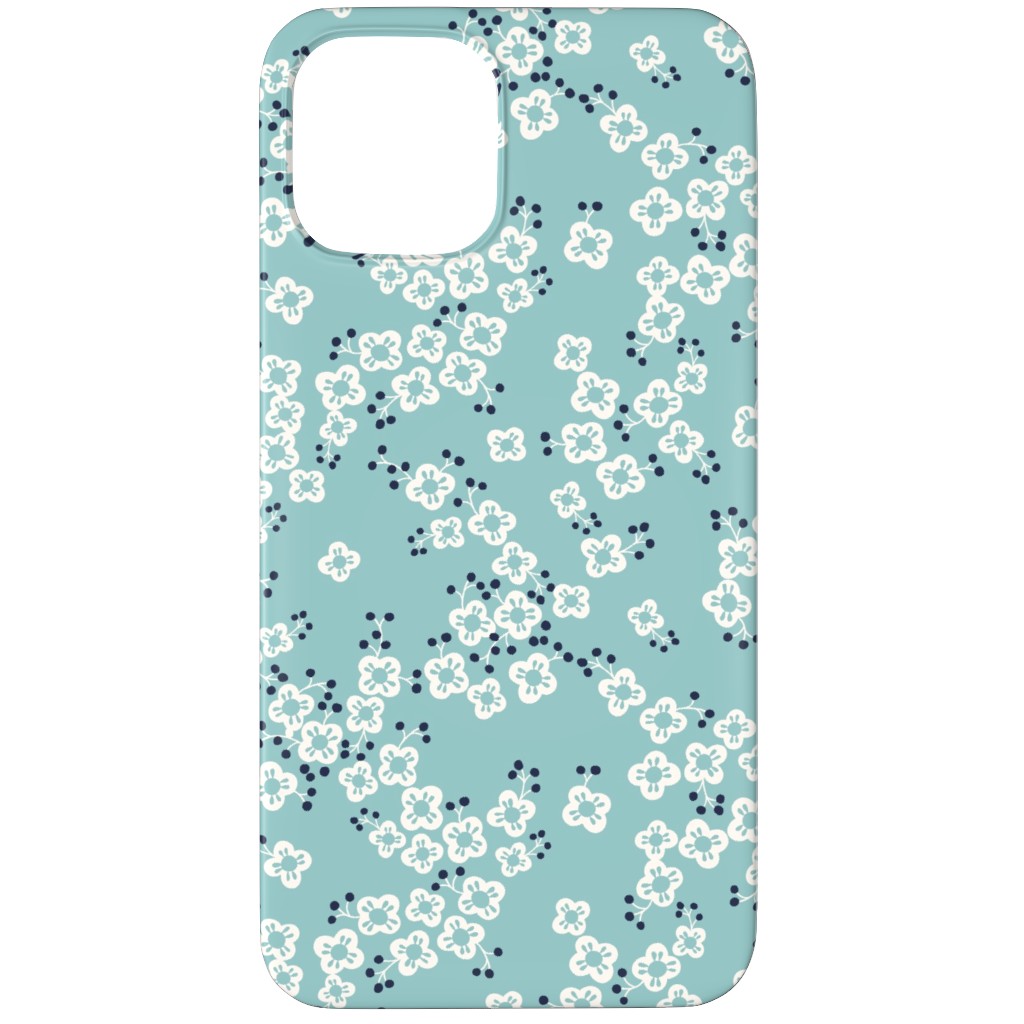 Japanese Blossom - Blue Phone Case, Silicone Liner Case, Matte, iPhone 12 Pro, Blue