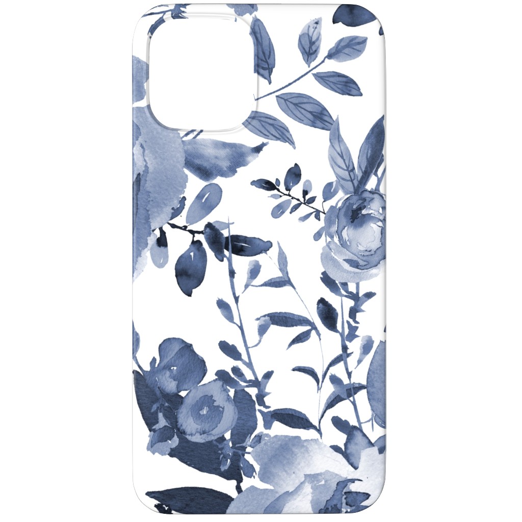 Blue and White Florals - Indigo Phone Case, Silicone Liner Case, Matte, iPhone 12 Pro, Blue