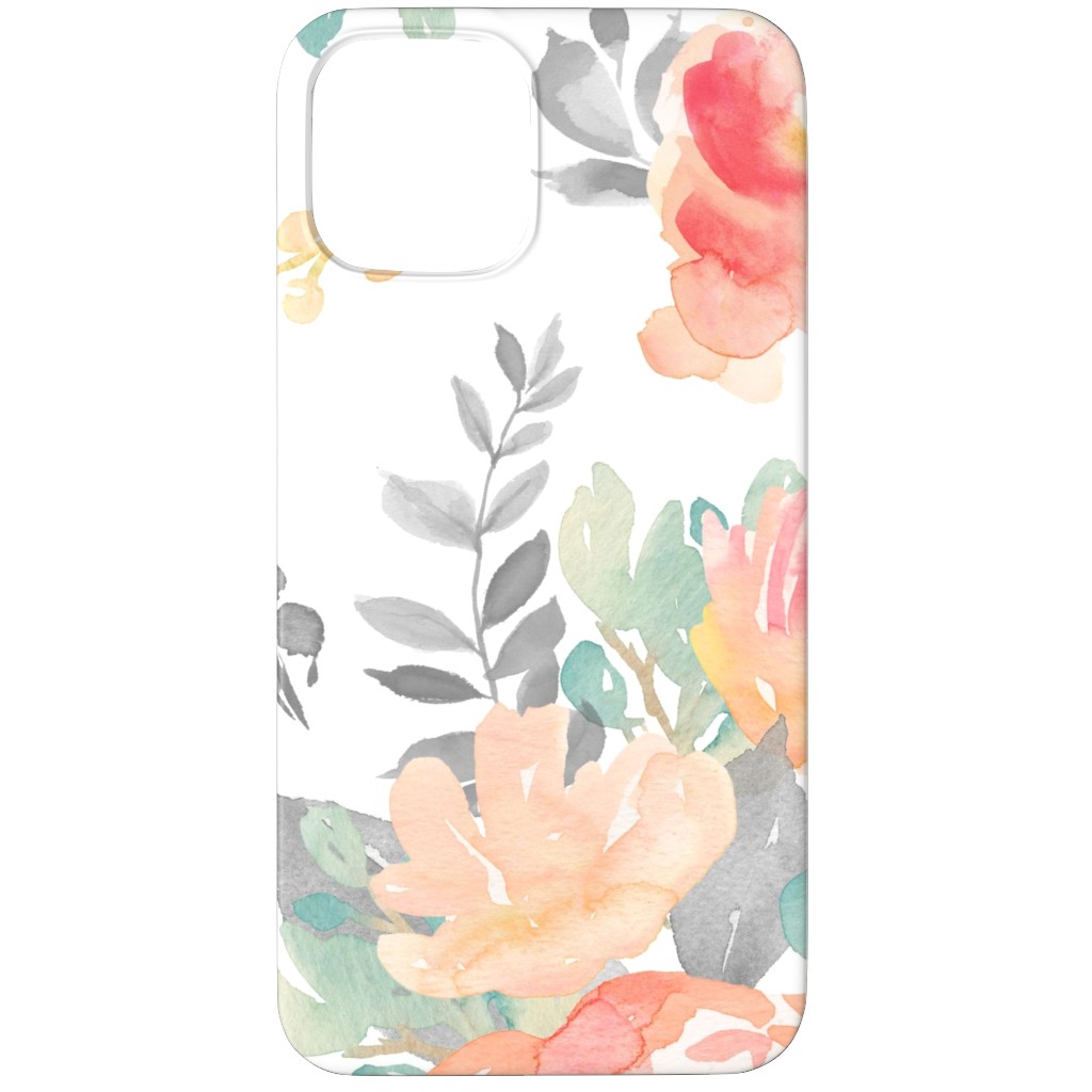 Watercolor Florals Phone Case, Silicone Liner Case, Matte, iPhone 12 Pro, Orange