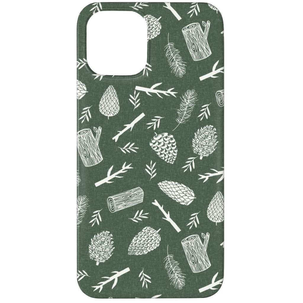 Pinecones - Hunter Green Phone Case, Silicone Liner Case, Matte, iPhone 12 Pro, Green