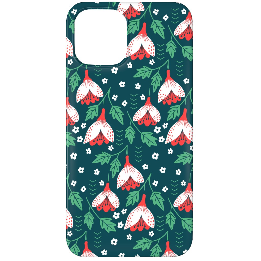 Christmas Flowers Phone Case, Silicone Liner Case, Matte, iPhone 12 Pro, Green, Classic Green