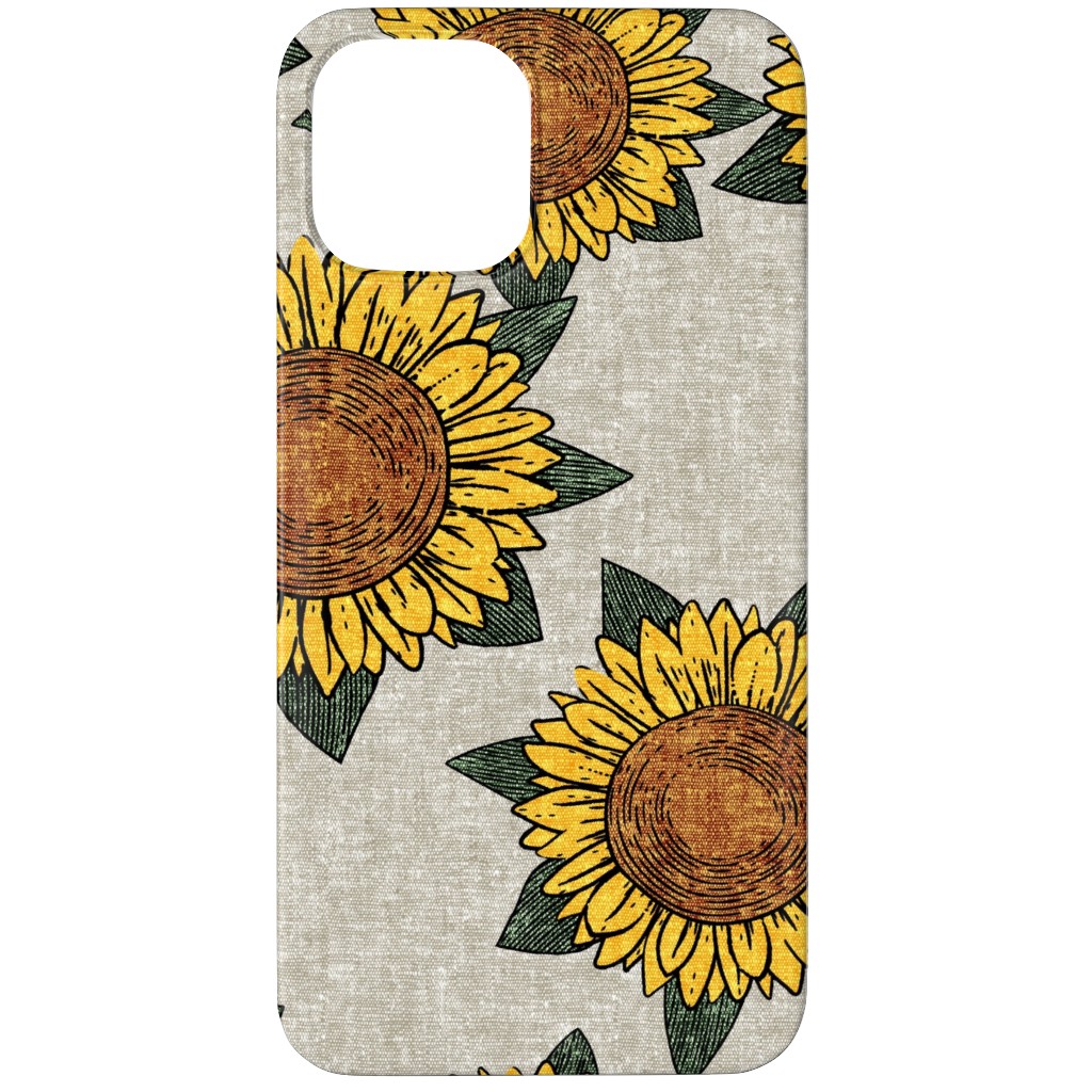 Sunflowers - Summer Flowers - Beige Phone Case, Silicone Liner Case, Matte, iPhone 12 Pro, Orange, Orange