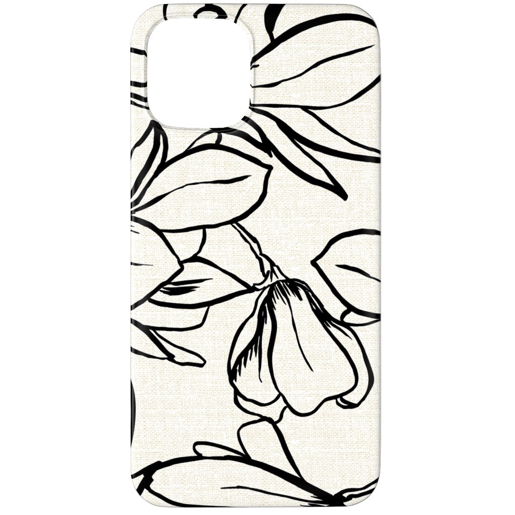 Magnolia Garden - Textured - White & Black Phone Case, Slim Case, Matte, iPhone 12 Pro, Beige