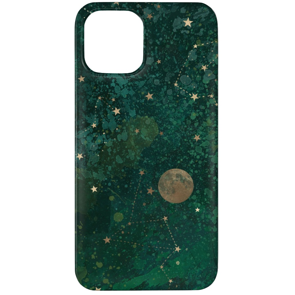 Moon and Stars - Green Phone Case, Slim Case, Matte, iPhone 12 Pro, Green