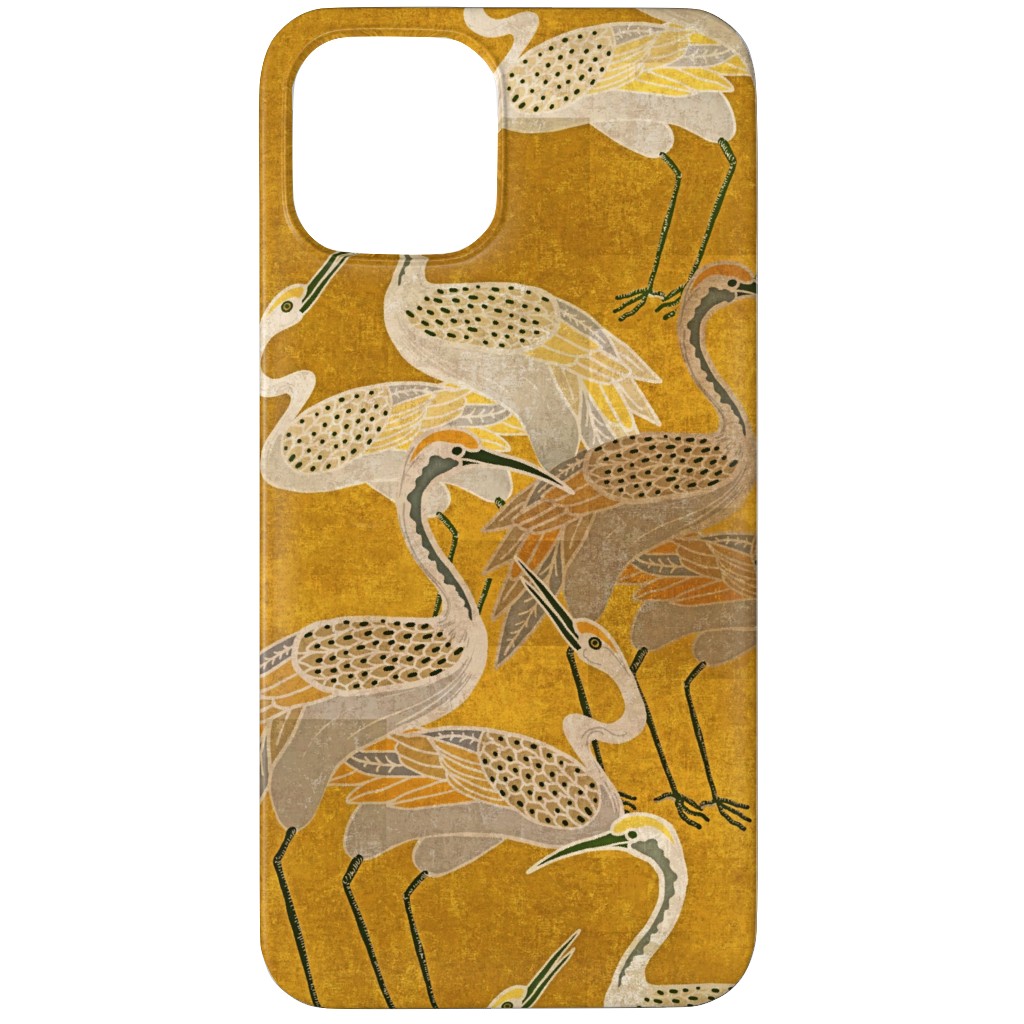 Deco Cranes - Golden Hour Phone Case, Slim Case, Matte, iPhone 12 Pro, Yellow