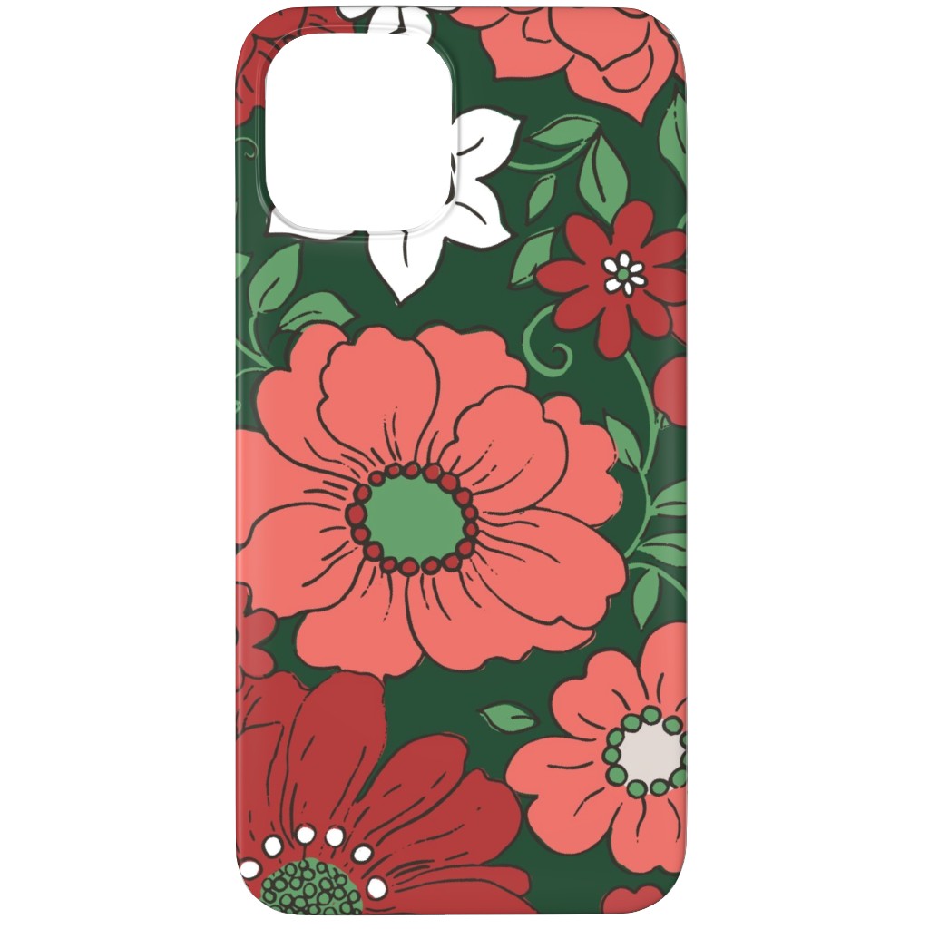 Camilla Retro Floral Christmas - Red and Green Phone Case, Slim Case, Matte, iPhone 12 Pro, Multicolor