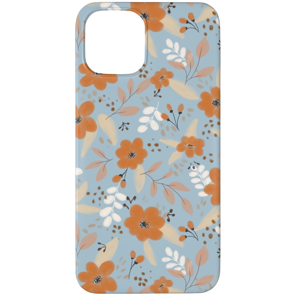 Florals in Fall Phone Case, Slim Case, Matte, iPhone 12 Pro, Blue, Cool Gray