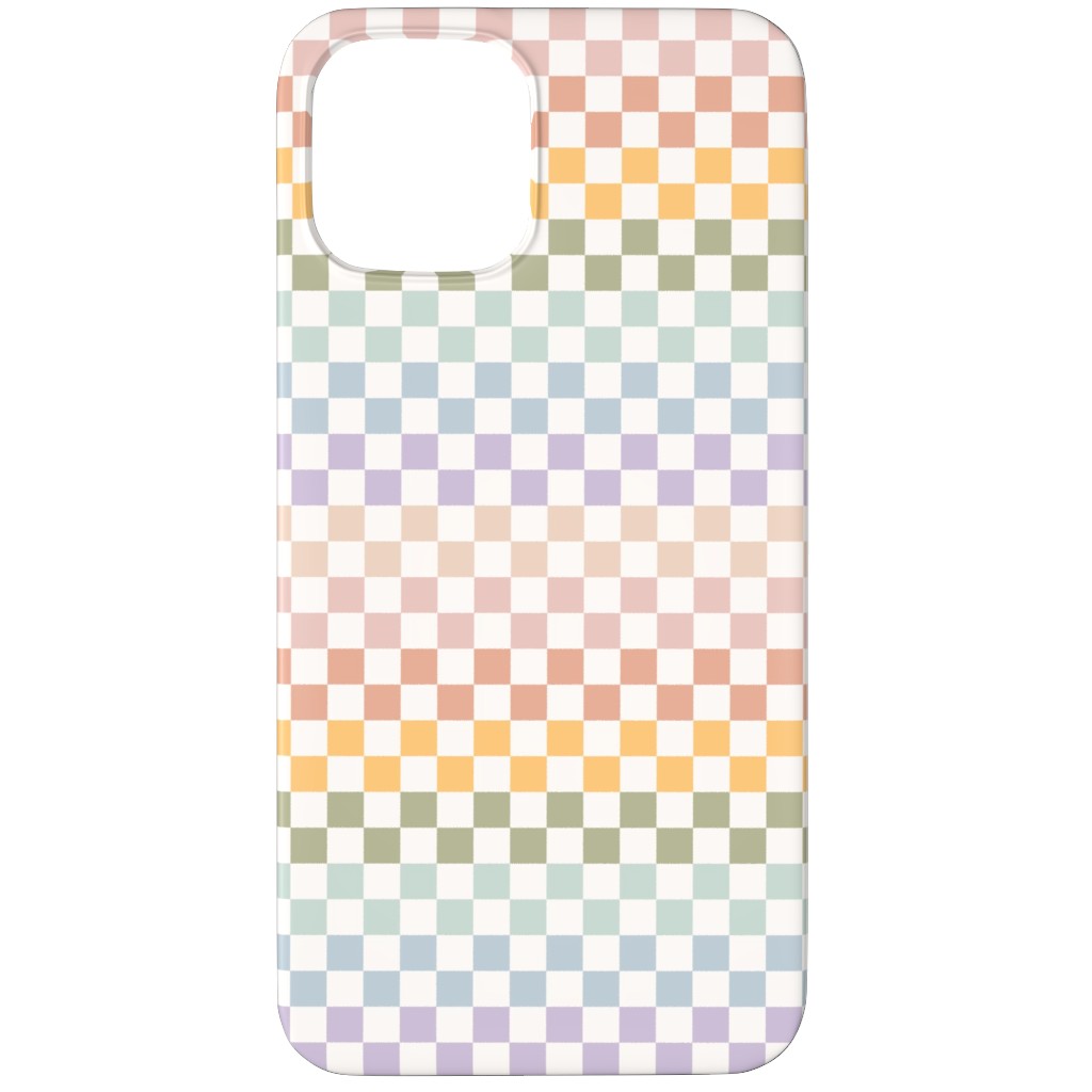 Boho Rainbow Checks Plaid - Multi Phone Case, Slim Case, Matte, iPhone 12 Pro, Multicolor
