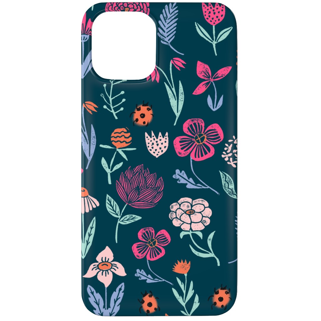 Spring Botanicals Linocut - Multi Phone Case, Slim Case, Matte, iPhone 12 Pro, Multicolor