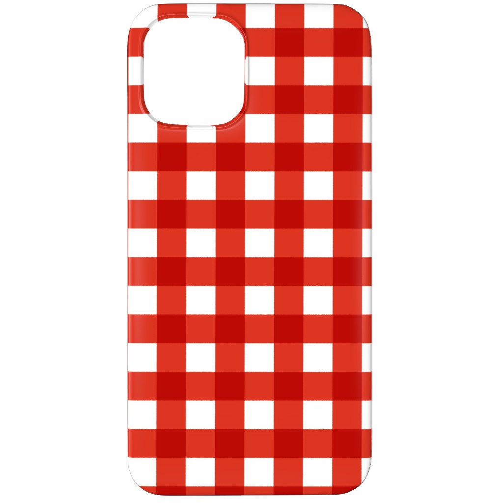 Gingham Plaid Check Phone Case, Slim Case, Matte, iPhone 12 Pro, Red, Red