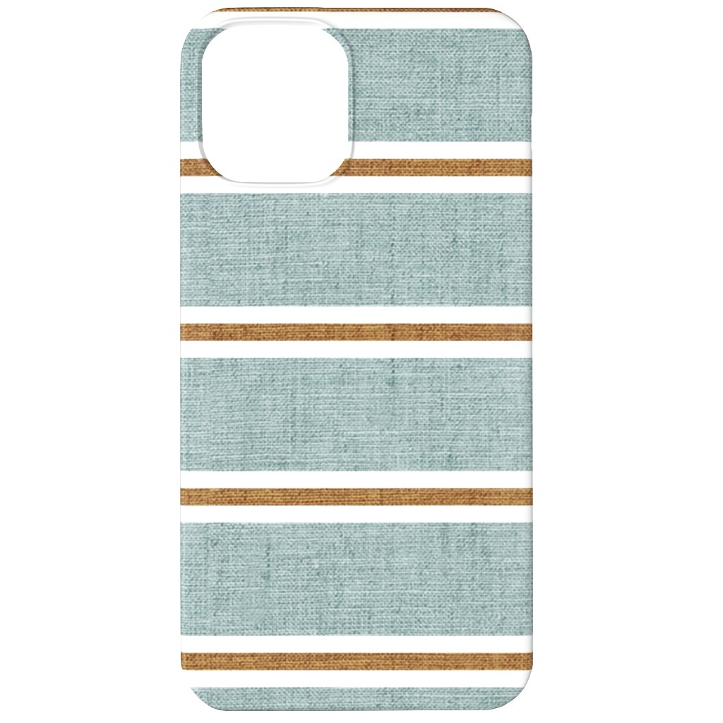 Stripes, Magnolia Flowers Coordinate - Rust on Blue Phone Case, Silicone Liner Case, Matte, iPhone 12, Green